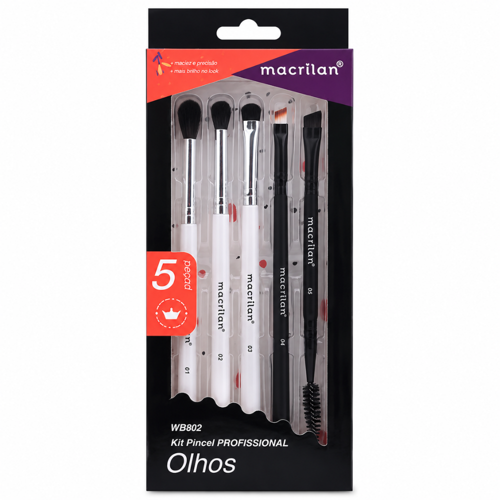 Kit 5 Pincéis para Olhos WB802 - Macrilan